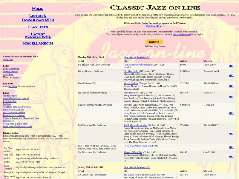 Old Time Jazz Online Handout