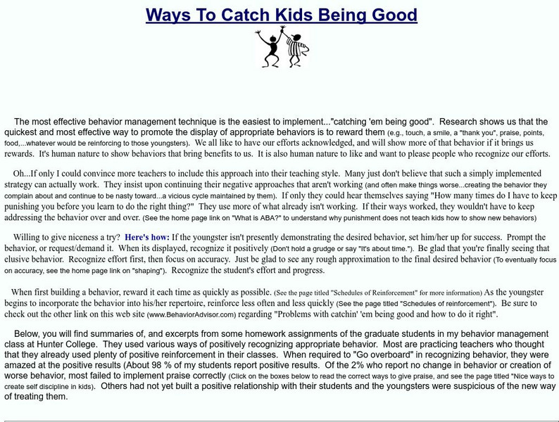 Using Praise to Modify Behavior Website