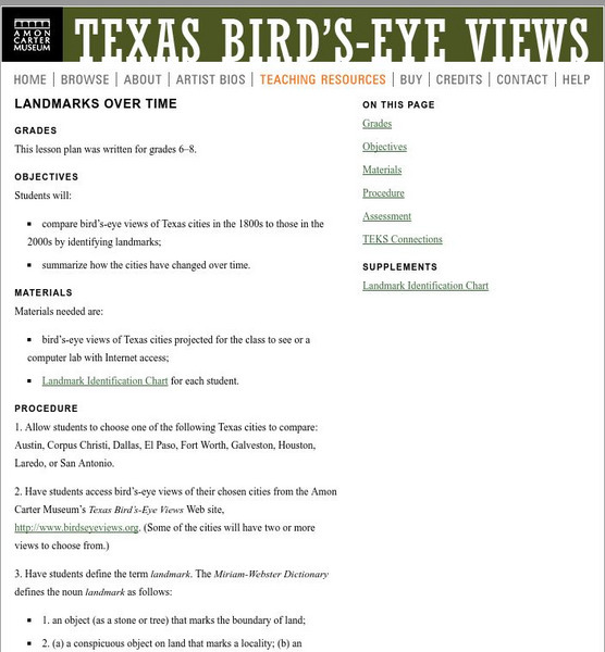 Amon Carter Museum: Landmarks Over Time Lesson Plan Amon Carter Museum: Landmarks Over Time Lesson Plan