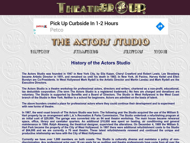 Theatr Group: The Actors Studio History Article Theatr Group: The Actors Studio History Article