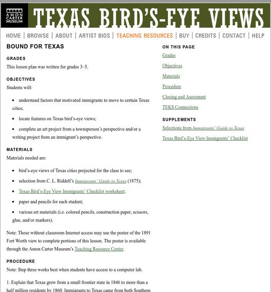 Amon Carter Museum: Bound for Texas Lesson Plan Amon Carter Museum: Bound for Texas Lesson Plan