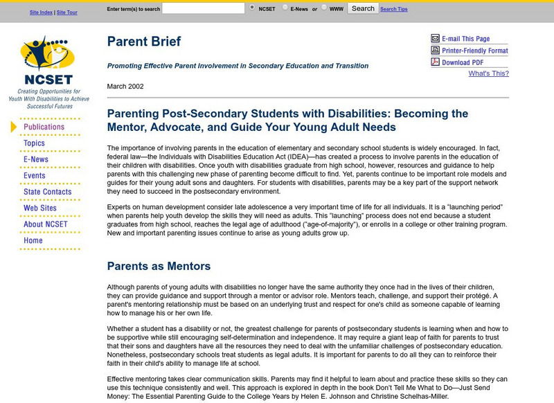 Parenting Post Secondary Students With Disabilities Website Parenting Post Secondary Students With Disabilities Website