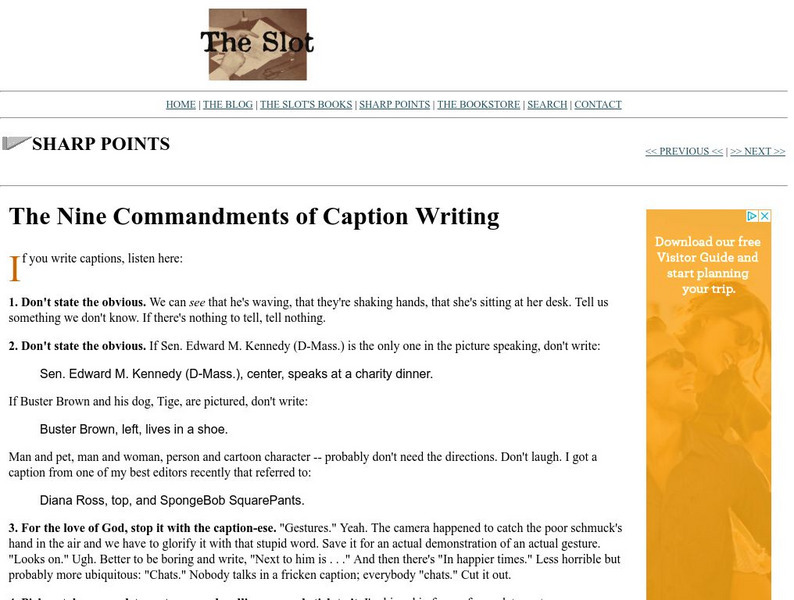 The Nine Commandments of Caption Writing Activity The Nine Commandments of Caption Writing Activity