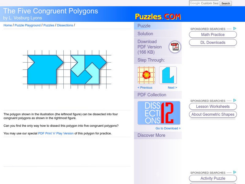 Think Fun: Puzzle Playground: The Five Congruent Polygons Activity