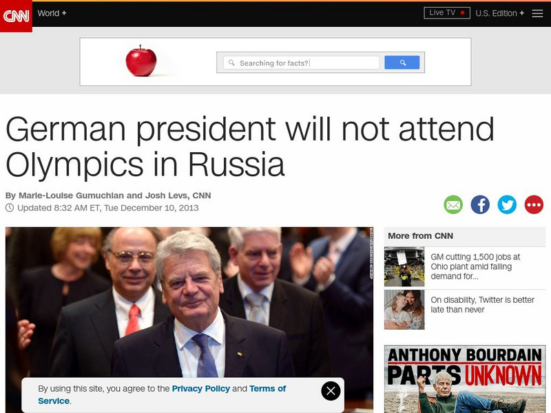 Cnn: Week of 12 16 13: German President Will Not Attend Olympics in Russia Article Cnn: Week of 12 16 13: German President Will Not Attend Olympics in Russia Article
