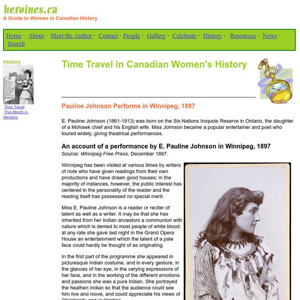 Heroines: Pauline Johnson Performs in Winnipeg, 1897 Handout Heroines: Pauline Johnson Performs in Winnipeg, 1897 Handout
