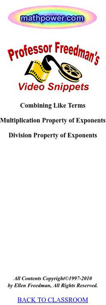 Professor Freedman's Video Snippets Combine Like Terms Instructional Video Professor Freedman's Video Snippets Combine Like Terms Instructional Video