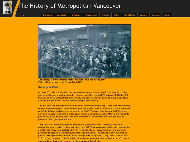 History of Metropolitan Vancouver: Komagata Maru Website History of Metropolitan Vancouver: Komagata Maru Website