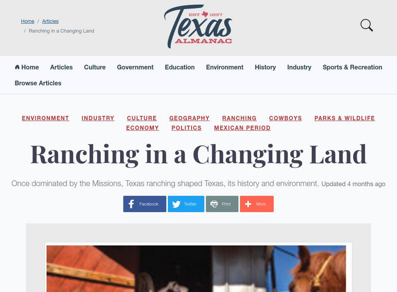 Texas State Historical Association: Almanac: Ranching in a Changing Land Article Texas State Historical Association: Almanac: Ranching in a Changing Land Article