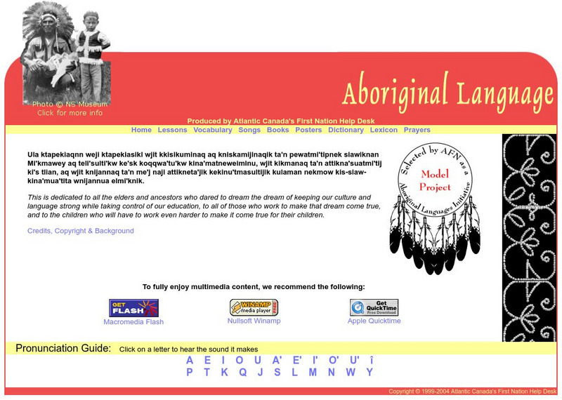 Aboriginal Language: Mi'kmaq Talking Posters Website