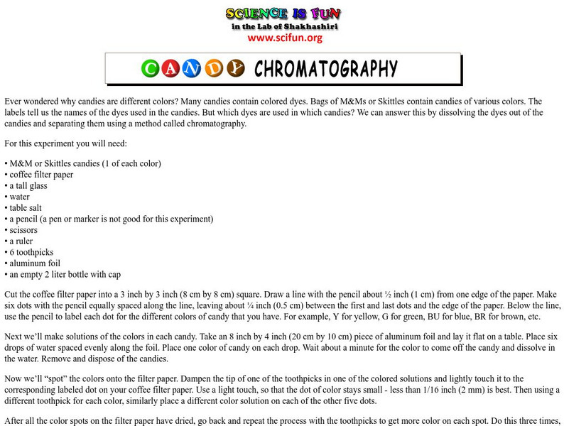 Fun Science: Candy Chromatography Activity Fun Science: Candy Chromatography Activity