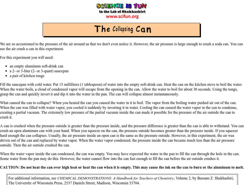 Fun Science: The Collapsing Can Activity Fun Science: The Collapsing Can Activity
