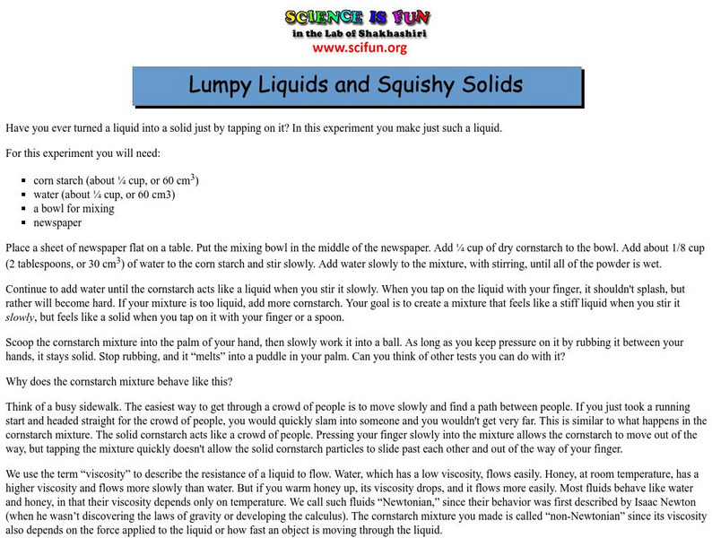 Fun Science: Lumpy Liquids and Squishy Solids Activity