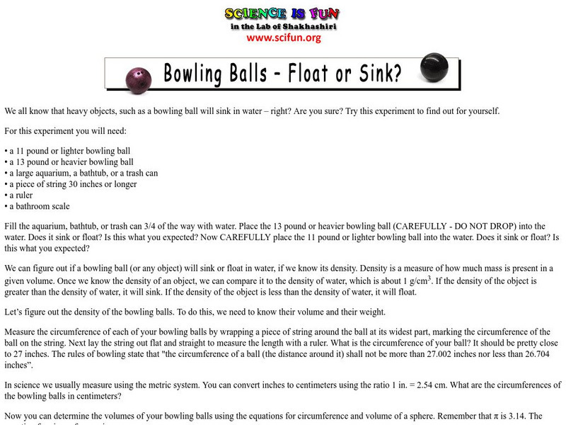 Fun Science: Bowling Balls: Sink or Float? Activity Fun Science: Bowling Balls: Sink or Float? Activity