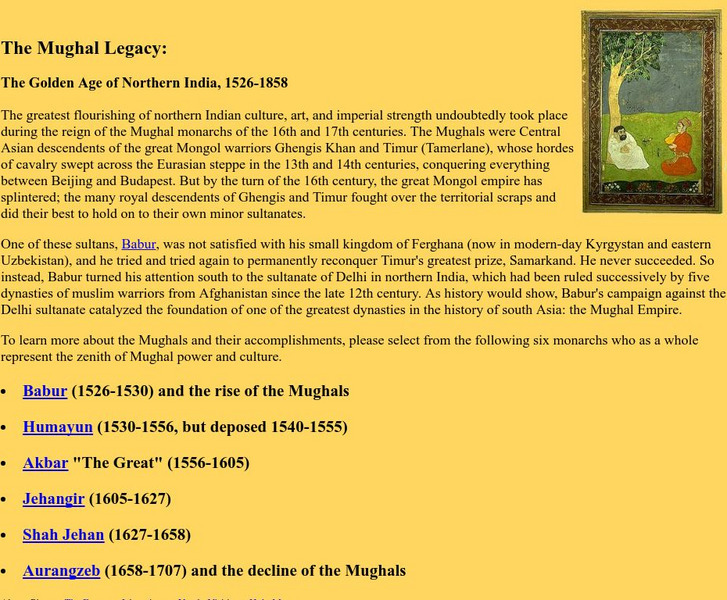 The Mughal Legacy: The Golden Age of Northern India 1526 1858 Unit Plan