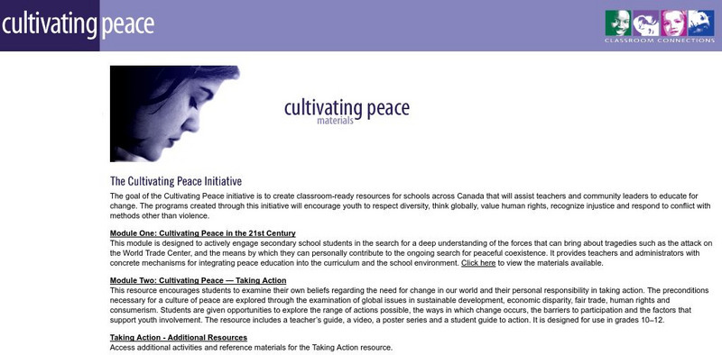 Classroom Connections: Cultivating Peace Lesson Plan Classroom Connections: Cultivating Peace Lesson Plan