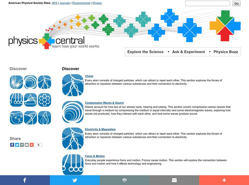 American Physical Society: Physics Central: Discover Homepage Website American Physical Society: Physics Central: Discover Homepage Website