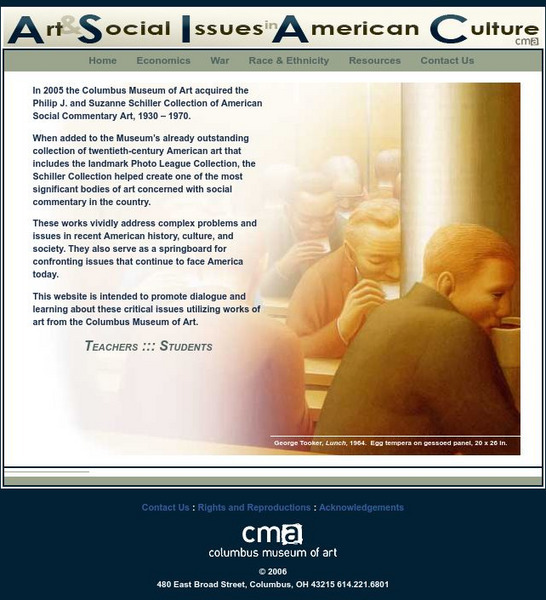 Columbus Museum of Art: Art and Social Issues in American Culture Unit Plan Columbus Museum of Art: Art and Social Issues in American Culture Unit Plan