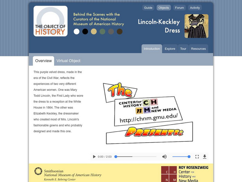 Object of History: Lincoln Keckley Dress (Mrs. Lincoln and Her Dressmaker) PPT Object of History: Lincoln Keckley Dress (Mrs. Lincoln and Her Dressmaker) PPT