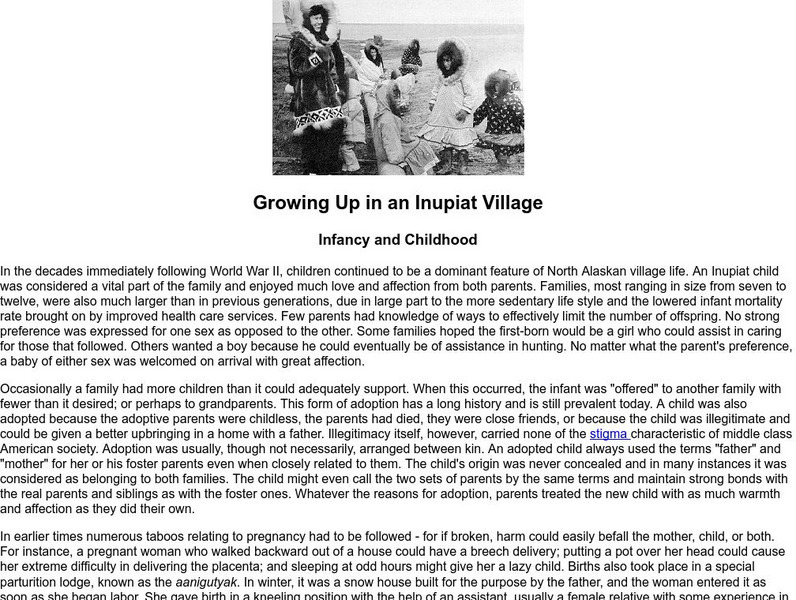 Arctic Circle: Inupiat of Arctic Alaska: Growing Up in an Inupiat Village Handout Arctic Circle: Inupiat of Arctic Alaska: Growing Up in an Inupiat Village Handout