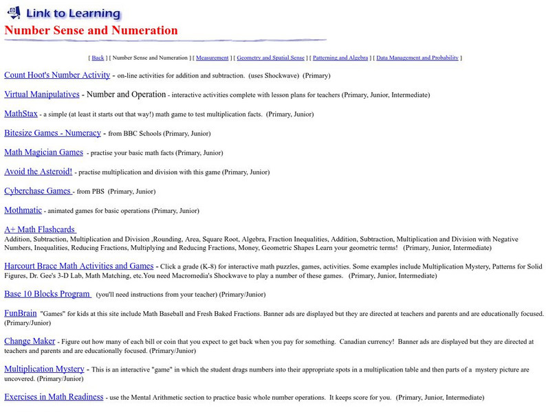 Link to Learning: Number Sense and Numeration Website Link to Learning: Number Sense and Numeration Website