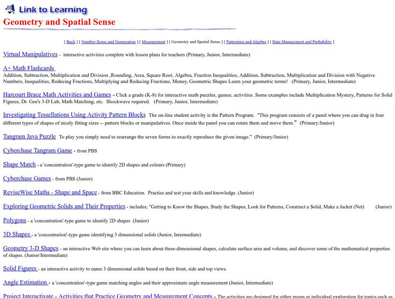 Link to Learning: Geometry and Spatial Sense Website Link to Learning: Geometry and Spatial Sense Website