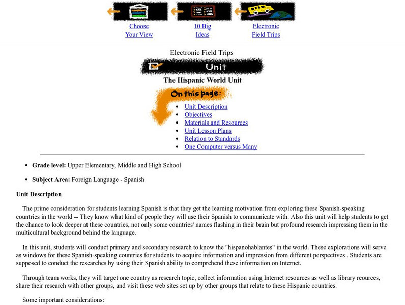Michigan State University: The Hispanic World Unit Lesson Plan Michigan State University: The Hispanic World Unit Lesson Plan