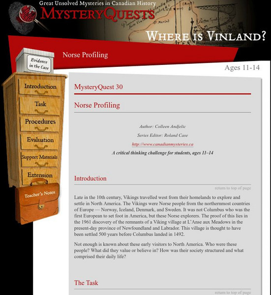 University of Victoria: Where Is Vinland? Norse Profiling Website