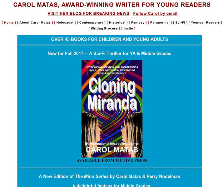 Carol Matas, Writer for Children Website Carol Matas, Writer for Children Website