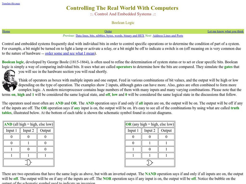 Controlling the Real World With Computers: Boolean Logic Article
