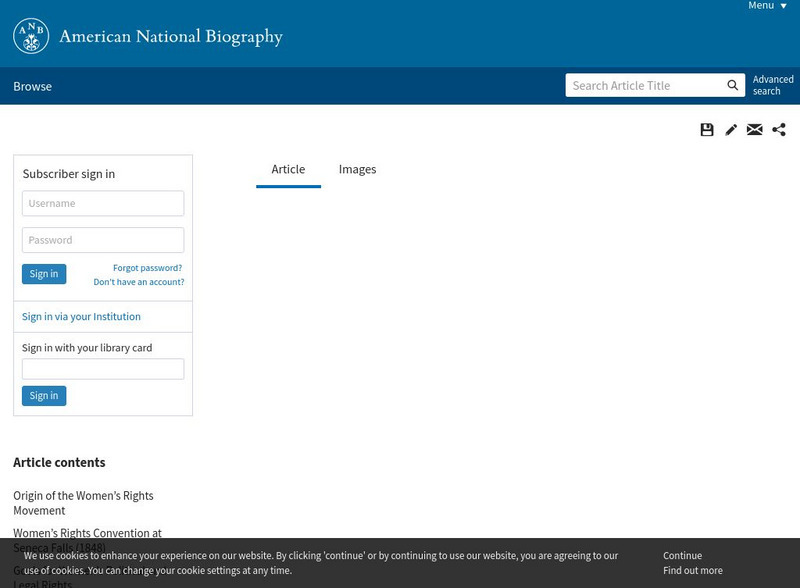 American National Biography: Elizabeth Cady Stanton Article American National Biography: Elizabeth Cady Stanton Article