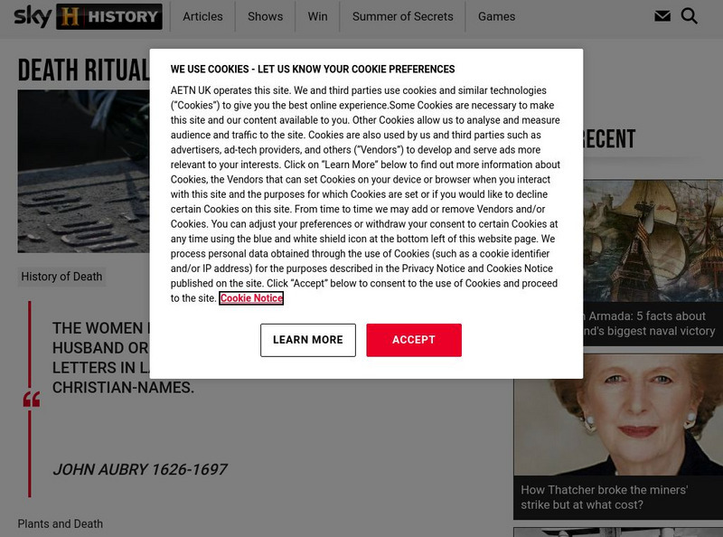 A&e History Channel Uk: Death Rituals and Superstitions Handout