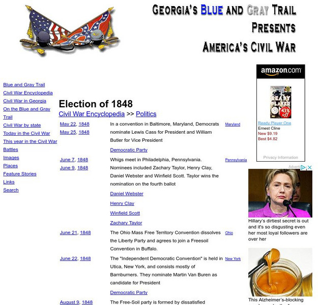 Georgia's Blue and Gray Trail Presents: Election of 1848 Website Georgia's Blue and Gray Trail Presents: Election of 1848 Website