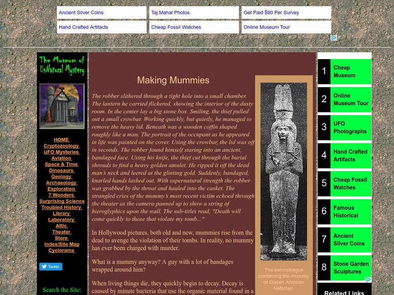 Museum of Un Natural Mystery: Making Mummies Handout Museum of Un Natural Mystery: Making Mummies Handout