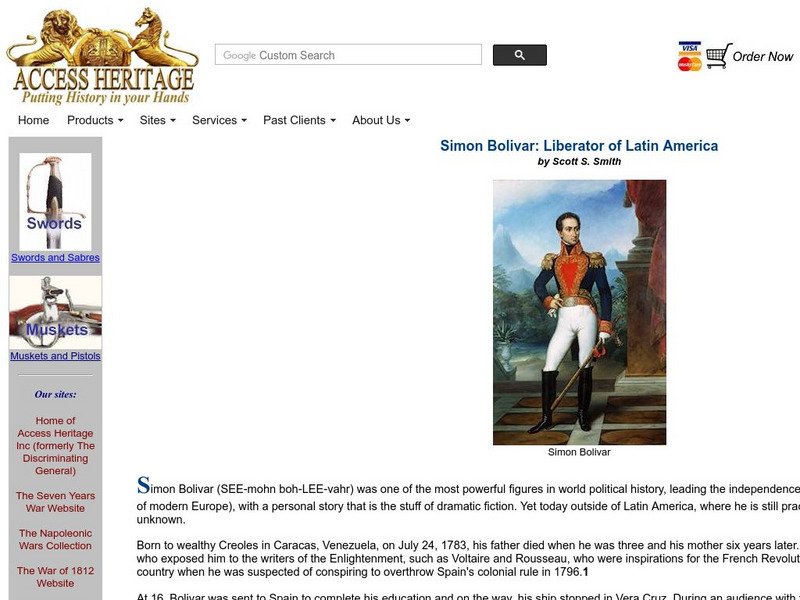 Military Heritage: Simon Bolivar: Liberator of Latin America Website Military Heritage: Simon Bolivar: Liberator of Latin America Website