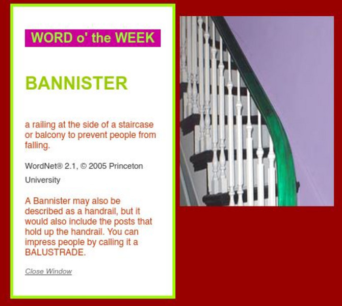 Arch Ki Decture: Bannister, Defined and Illustrated Handout Arch Ki Decture: Bannister, Defined and Illustrated Handout