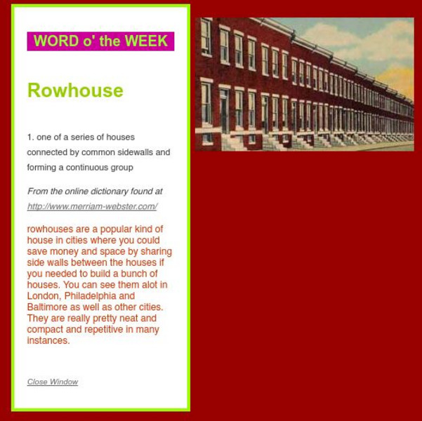 Arch Ki Decture: Rowhouse, Defined and Illustrated Handout Arch Ki Decture: Rowhouse, Defined and Illustrated Handout