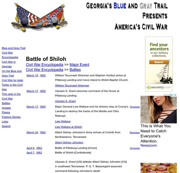 Georgia's Blue and Gray Trail: Battle of Shiloh Website Georgia's Blue and Gray Trail: Battle of Shiloh Website