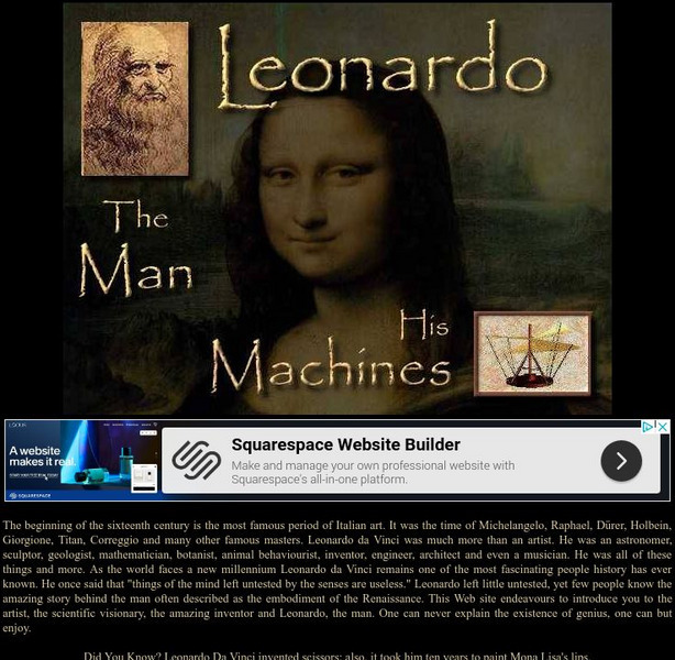 Leonardo Da Vinci the Man & the Inventor Website Leonardo Da Vinci the Man & the Inventor Website
