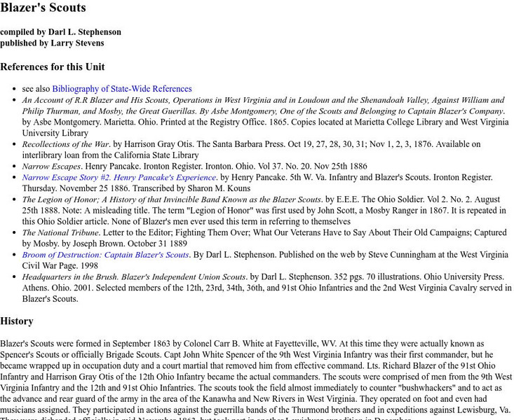 Ohio in the Civil War: Blazer's Scouts Handout