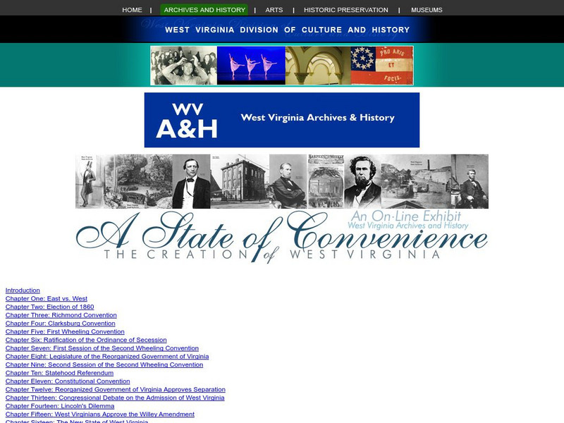 W.v. Archives and History: A State of Convenience: The Creation of West Virginia Unit Plan