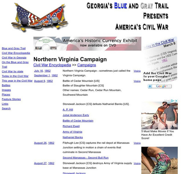 Georgia's Blue and Gray Trail: Northern Virginia Campaign Handout Georgia's Blue and Gray Trail: Northern Virginia Campaign Handout