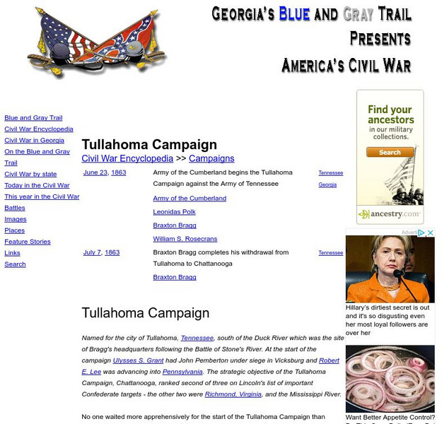 Civil War Encyclopedia: Tullahoma Campaign Website Civil War Encyclopedia: Tullahoma Campaign Website