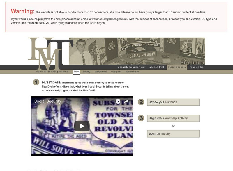 Historical Thinking Matters: Social Security Unit Plan Historical Thinking Matters: Social Security Unit Plan