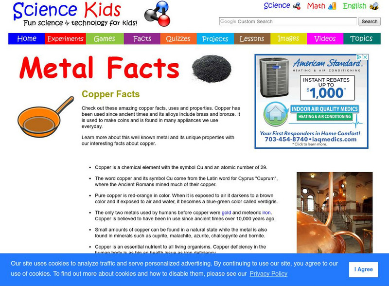 Science Kids: Copper Facts Handout Science Kids: Copper Facts Handout
