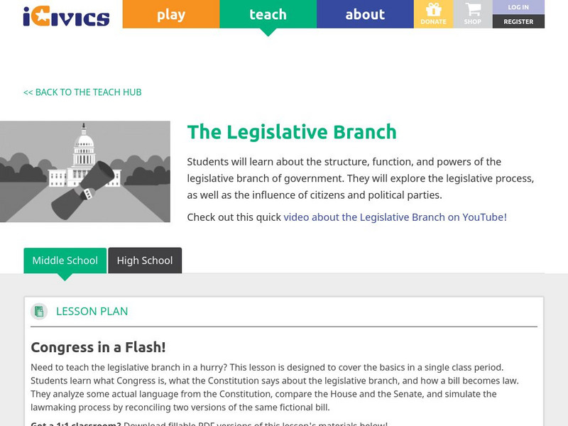 I Civics: Legislative Branch Lesson Plan I Civics: Legislative Branch Lesson Plan