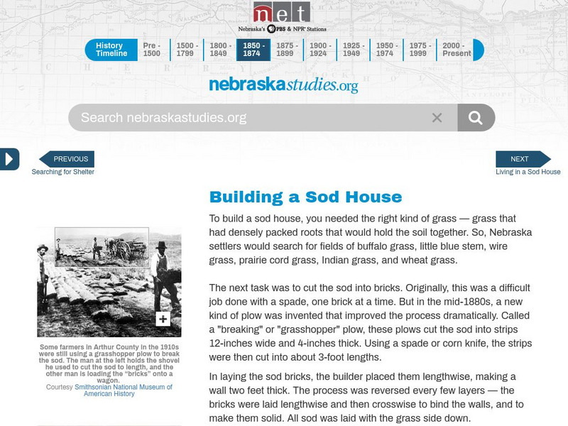 Nebraska Studies: Building a Sod House Unit Plan Nebraska Studies: Building a Sod House Unit Plan