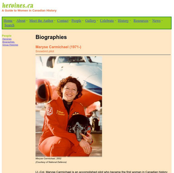 Heroines: Major Maryse Carmichael, Snowbird Pilot Handout