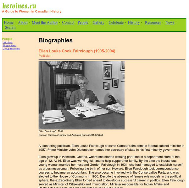 Heroines: Ellen Louks Cook Fairclough, Politician Handout Heroines: Ellen Louks Cook Fairclough, Politician Handout