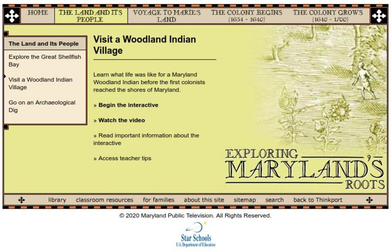 Mpt: Exploring Maryland's Roots: Visit a Woodland Indian Village Interactive